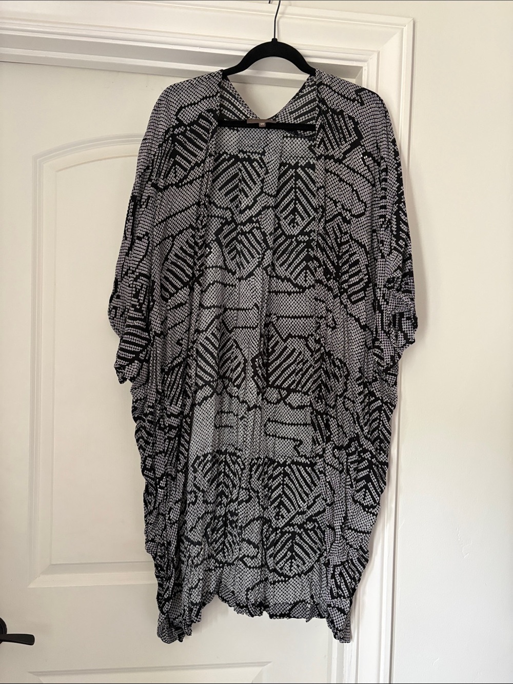 Bel Kazan at Anthropologie Black & White Geometric Open Kimono